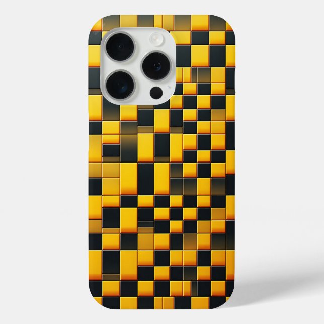 Modern 3D Geometric Block Case - Industrial Yellow (Back)