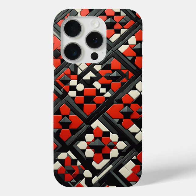 Modern 3D Geometric Mandala Case - Bold Red, Black (Back)