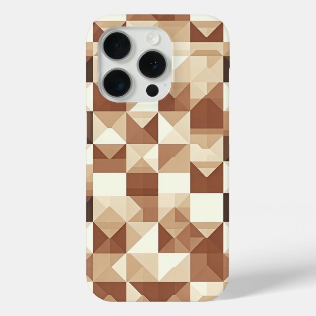Modern 3D Geometric Pyramid Phone Case  Earth Tone (Back)