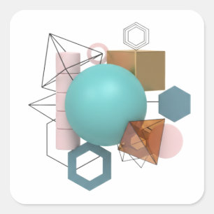 Modern 3D Geometric Shapes Design Sticker
