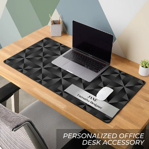 Modern 3D Gradient Black Diamond Geometric Design  Desk Mat