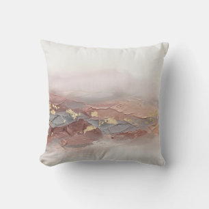 Modern 3D Impasto Blush Terracotta Gold Cushion