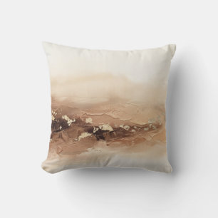 Modern 3D Impasto Earth Tone Gold Leaf Cushion