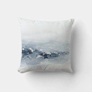 Modern 3D Impasto Slate Dust Blue Silver Cushion