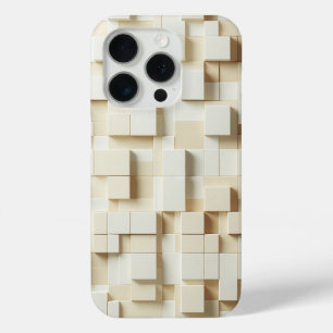 Modern 3D Ivory & Beige Geometric Cube Phone Case