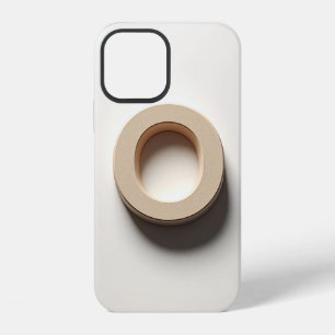 Modern 3D Letter O Minimalist Beige Texture Phone iPhone 12 Case