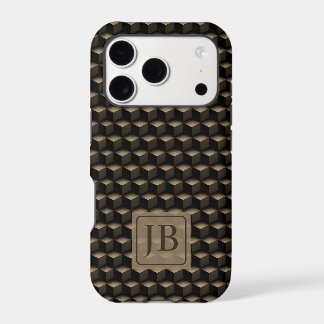 Modern 3D Monogram, Geometric Bronze Pattern