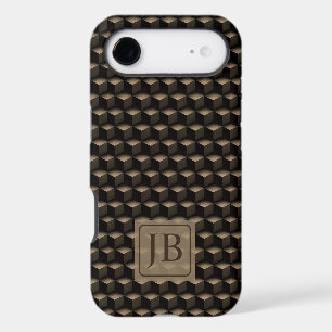 Modern 3D Monogram, Geometric Bronze Pattern