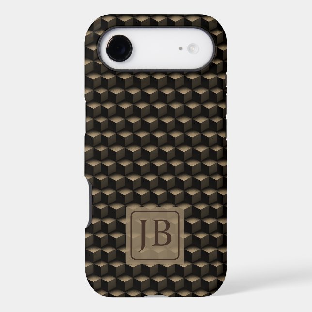 Modern 3D Monogram, Geometric Bronze Pattern (Back)