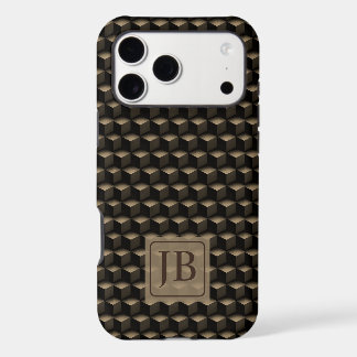 Modern 3D Monogram, Geometric Bronze Pattern