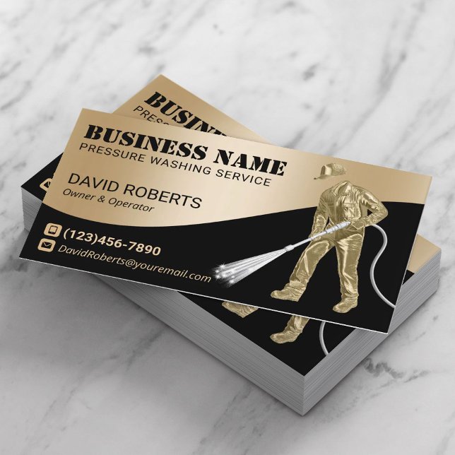 Modern 3D Power Washer Pressure Washing Cleaning Business Card (Creator Uploaded)