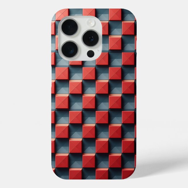 Modern 3D Red Pyramid Phone Case Abstract Geometri (Back)