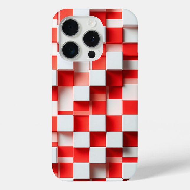 Modern 3D Red & White Geometric Cube Case Abstract (Back)