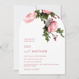Modern 3D Roses Wildflowers Wedding Invitation