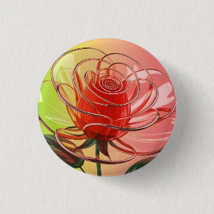 Modern 3D Translucent Glass Rose 3 Cm Round Badge