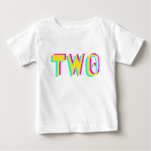 Modern 3D Two Yellow Second Birthday Baby T-Shirt