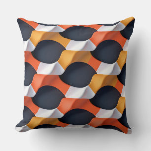 Modern 3D Wave Geometric Pattern in Bold Colours Cushion