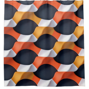 Modern 3D Wave Geometric Pattern in Bold Colours Shower Curtain