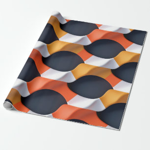 Modern 3D Wave Geometric Pattern in Bold Colours Wrapping Paper