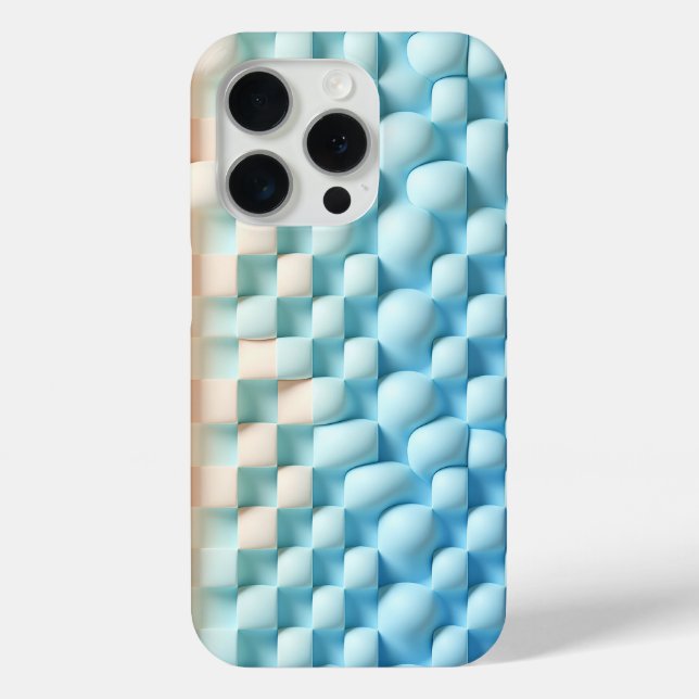 Modern 3D Wavy Blue & Cream Phone Case - Fluid Geo (Back)