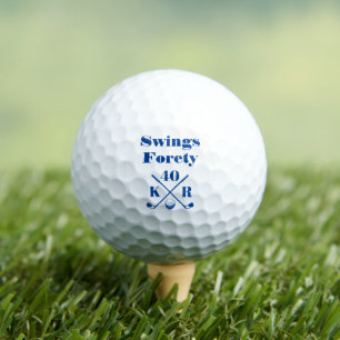 Modern 40 50 60 Birthday Golf Monogram Dark Blue Balls