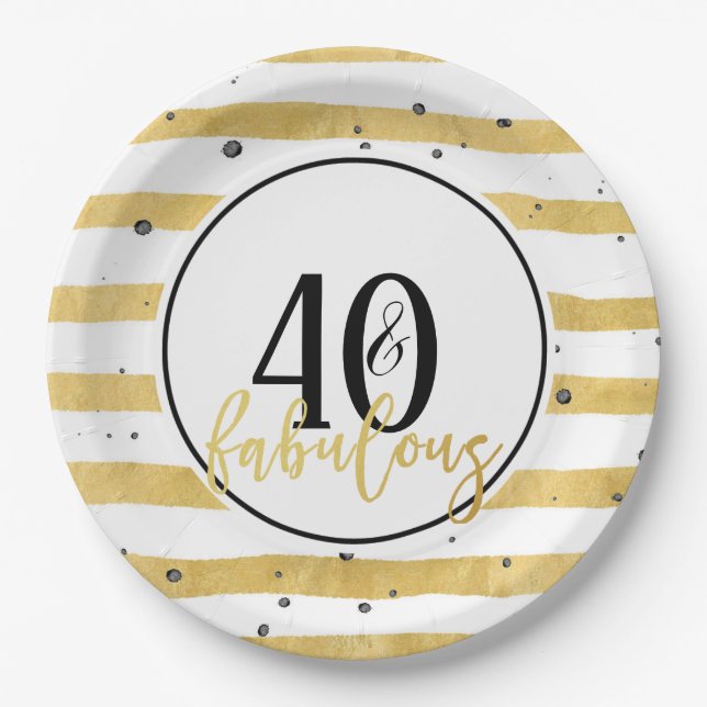Modern 40 and Fabulous 40th Birthday Party Plates (Front)