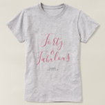 Modern 40 Fabulous Custom Name 40th Birthday Gift T-Shirt<br><div class="desc">Celebrate turning 40 in style with this modern custom name 40th birthday t-shirt with the text forty and fabulous in pink elegant script. Simply add your name to this 40th birthday celebration t-shirt. Perfect birthday gift for a modern, stylish and elegant 40 year old. Exclusively designed for you by Happy...</div>