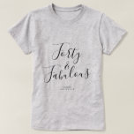 Modern 40 Fabulous Custom Name 40th Birthday Gift T-Shirt<br><div class="desc">Celebrate turning 40 in style with this modern custom name 40th birthday t-shirt with the text forty and fabulous in elegant black script. Simply add your name to this 40th birthday celebration t-shirt. Perfect birthday gift for a modern, stylish and elegant 40 year old. Exclusively designed for you by Happy...</div>