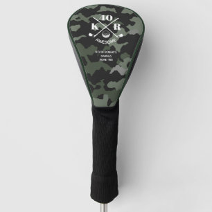 Modern 40th 50th 60th Birthday Golf Monogram Camo Head Cover