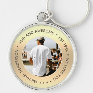 MODERN 40th 50th Birthday 60th Birthday NAME PHOTO Key Ring