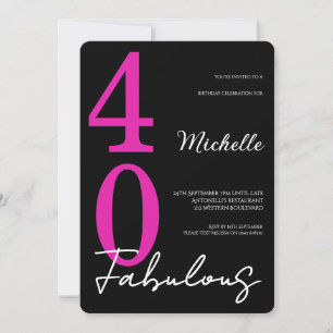 Modern 40th Birthday 40 and Fabulous Party Invitation