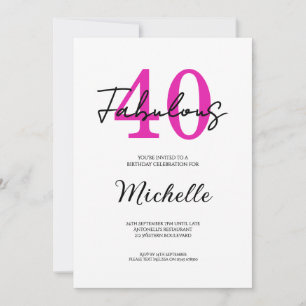 Modern 40th Birthday 40 and Fabulous Party Invitation