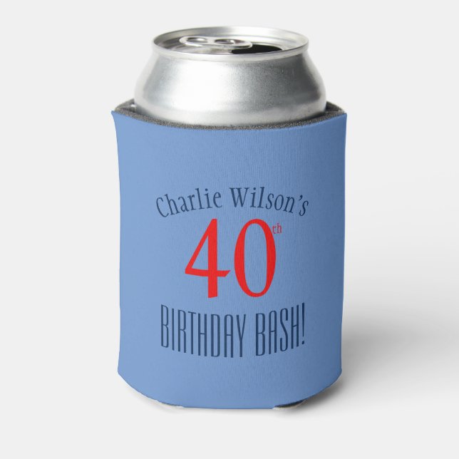 Modern 40th Birthday Bash! Party Can Cooler (Can Back)
