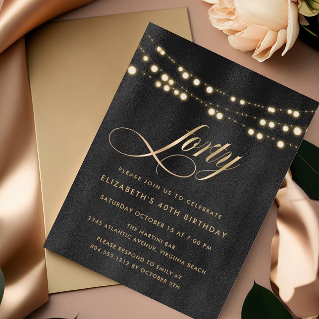 Modern 40th Birthday Elegant Stylish Invitation (Creator Uploaded)