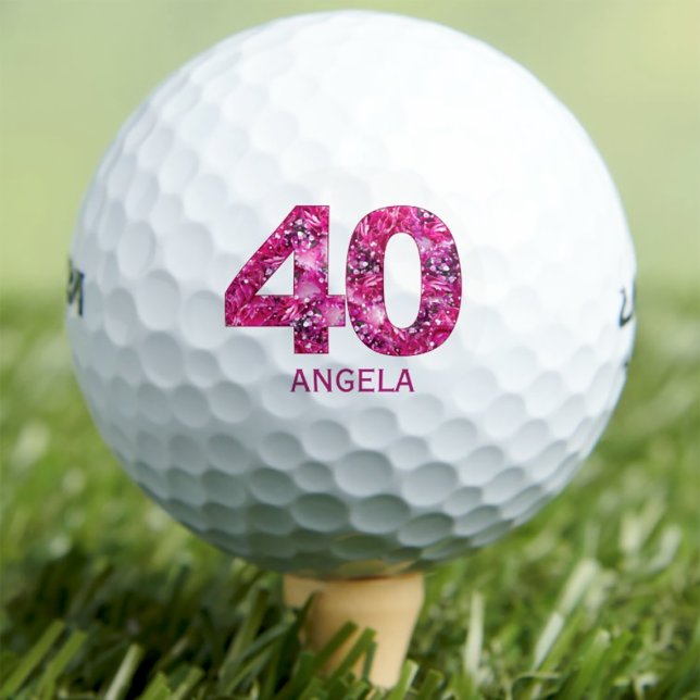 Modern 40th birthday golf balls 40 pink initials (Creator Uploaded)