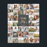 Modern 40th birthday multi photo script gift fleece blanket<br><div class="desc">Modern minimal multi photo script 40th birthday tapestry. Ideal gift available for mums,  dads,  grand,  grandad of any family member. Stunning elegant script text. Black,  white and gold design.</div>