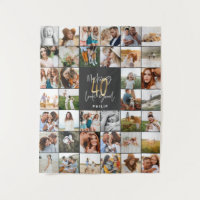 Modern 40th birthday multi photo script gift 