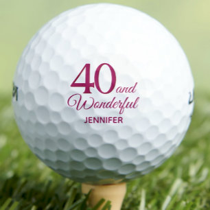 Modern 40th birthday party simple pink golf balls