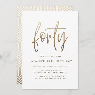 Modern 40th birthday simple stylish elegant script