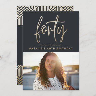 Modern 40th birthday simple stylish elegant script