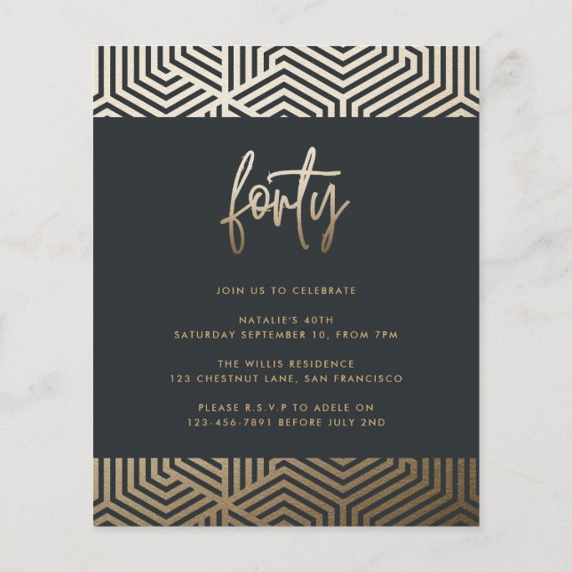 Modern 40th birthday simple stylish elegant script (Back)