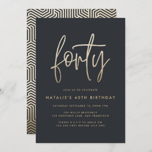 Modern 40th birthday simple stylish elegant script