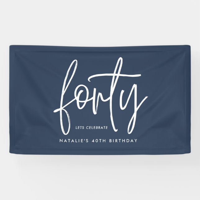 Modern 40th birthday simple stylish elegant script banner (Horizontal)