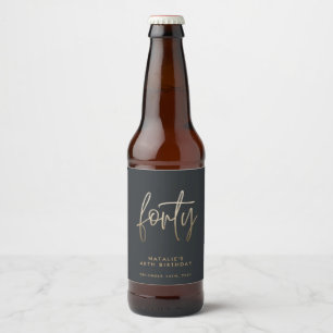 Modern 40th birthday simple stylish elegant script beer bottle label