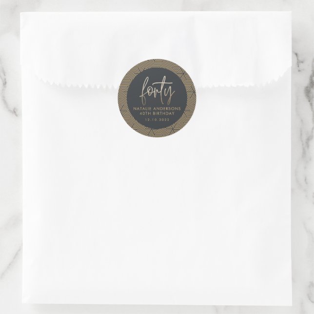 Modern 40th birthday simple stylish elegant script classic round sticker (Bag)