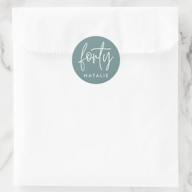 Modern 40th birthday simple stylish elegant script classic round sticker (Bag)