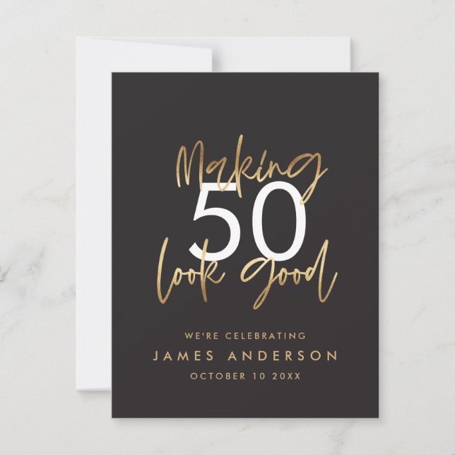 Modern 40th birthday simple stylish elegant script invitation (Front)