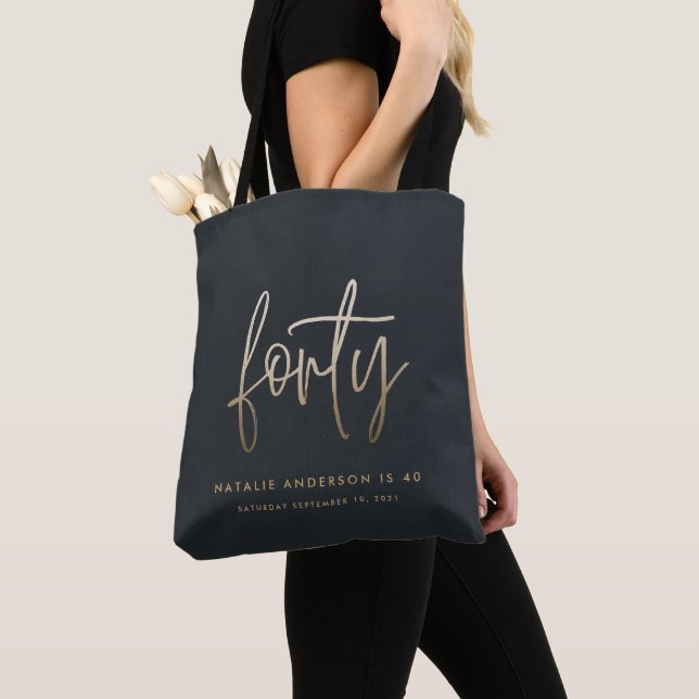 Modern 40th birthday simple stylish elegant scripT Tote Bag (Close Up)
