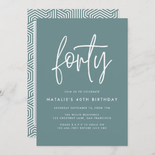 Modern 40th birthday simple stylish script photo