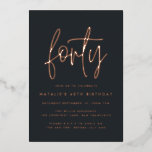 Modern 40th birthday stylish elegant script<br><div class="desc">Modern 40th birthday stylish elegant foil script & geometric 40th birthday invite. Modern geometric backer pattern. Part of a collection. Colour can be changed.</div>